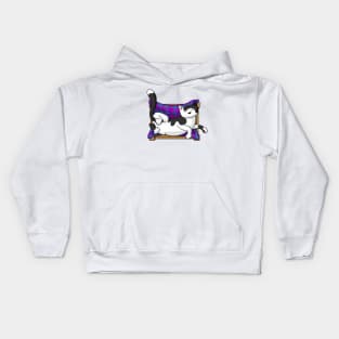 Black and white cat sleeping upside down Kids Hoodie